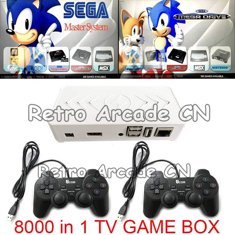 Аркадная игра/SEGA/Mario/Game Boy/MSX/NEO GEO/8000 в 1 ТВ игровая приставка с двумя USB джойстиками HDMI к телевизору