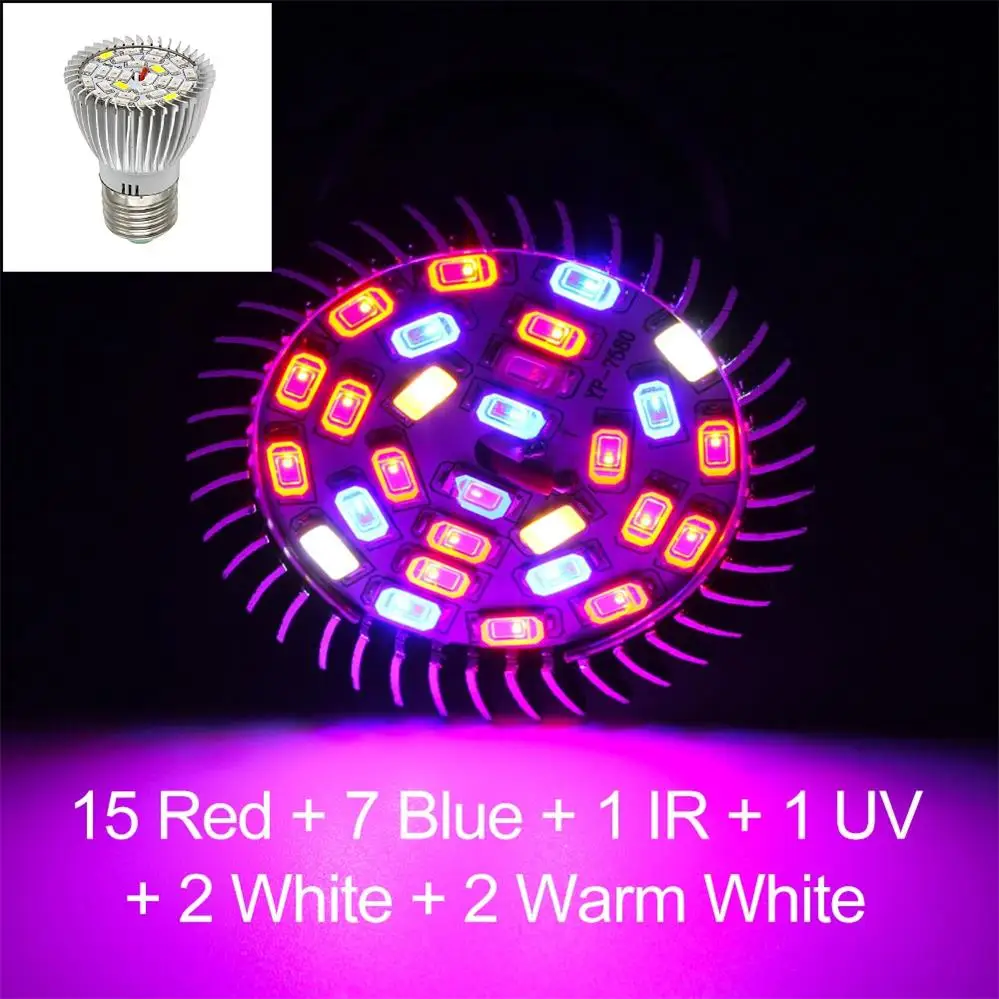 25W 85-265V 5 Вт 18 Вт 25 Вт 30 Вт 50 Вт 80 Вт полный спектр E27 Светодиодный светильник для выращивания переменного тока 85-265 в Точечный светильник лампа для растений для гидропоники системы цветения растений - Испускаемый цвет: 25W 85-265V