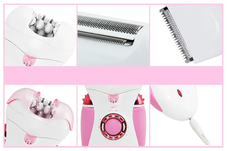 Hot Sale 3 in 1Lady Epilator with Extra Shaving head Hair Removal Rechargeable AC110V-240V for body face underarm bikini 2015New |