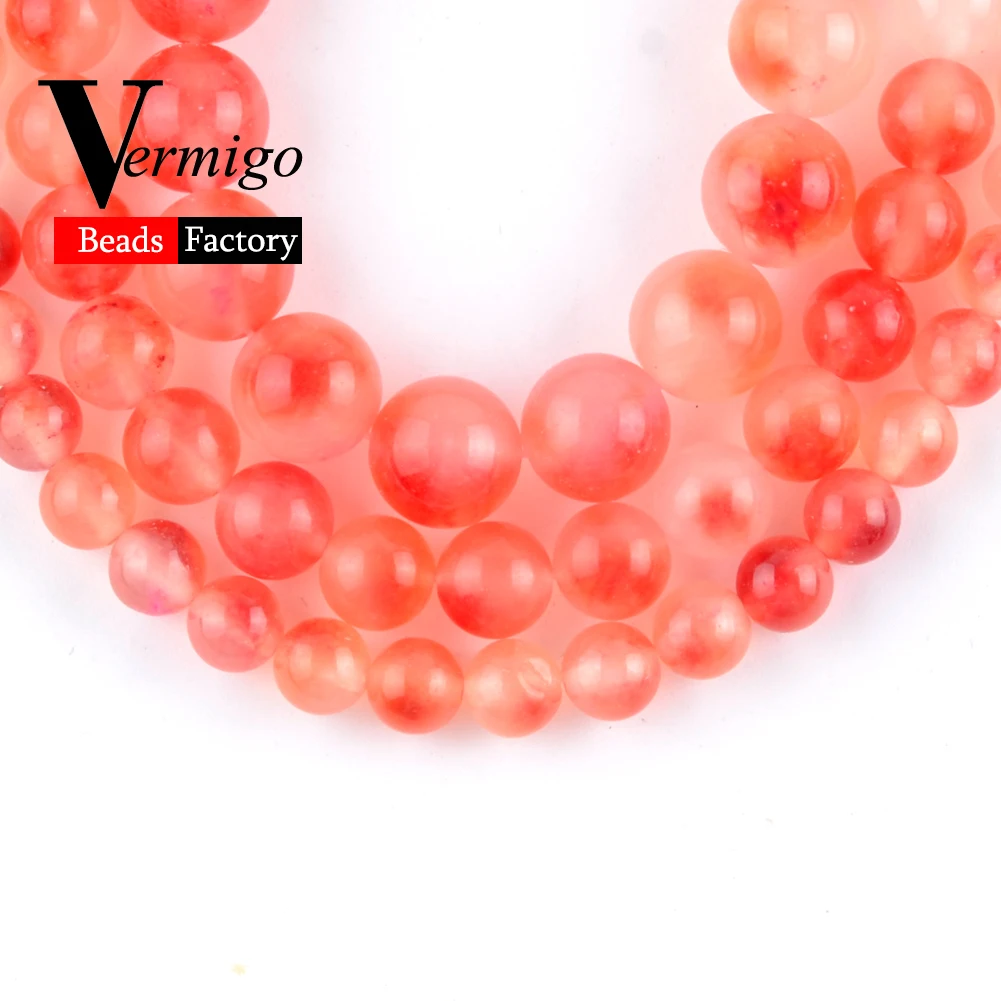 Оптовые Продажи Бусины из натурального камня арбуз красные нефриты круглые