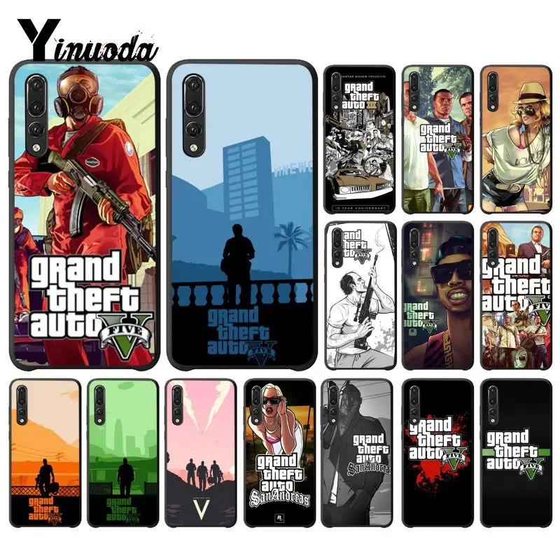 Yinuoda Grand Theft Auto GTA V черный мягкий чехол для телефона Huawei P9 P10 Plus Mate9 10 Mate10 Lite P20 Pro Honor10