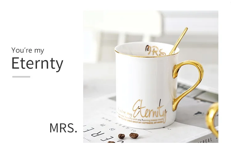 OUSSIRRO, Золотая рукоятка, натуральный мрамор, фарфоровая кофейная кружка Mr and Mrs, Подарочная коробка, чашка для чая, молока, креативный подарок на свадьбу, годовщину