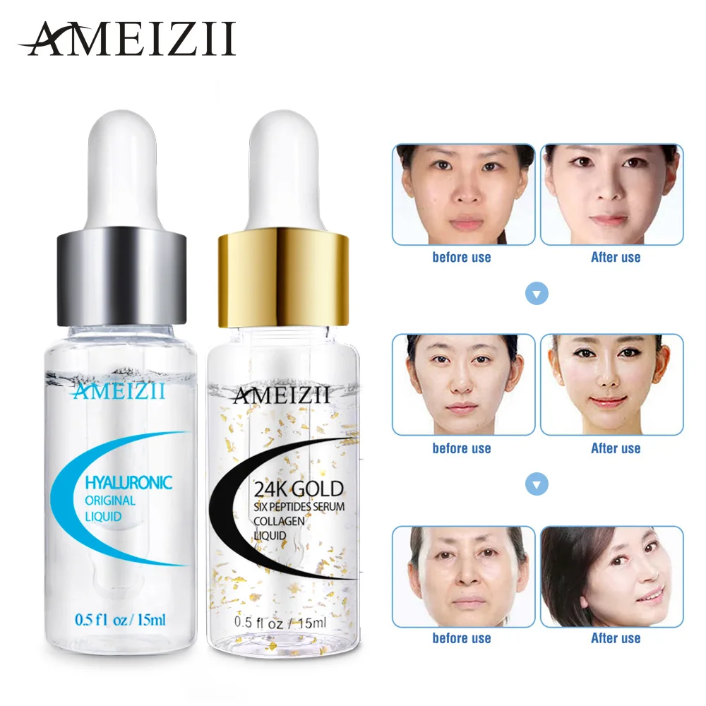 AMEIZII Facial Cream 24K Gold Six Peptides Serum + Hyaluronic Acid Moisturizing Whitening Anti Wrinkle Skin Repair Essence | Красота и
