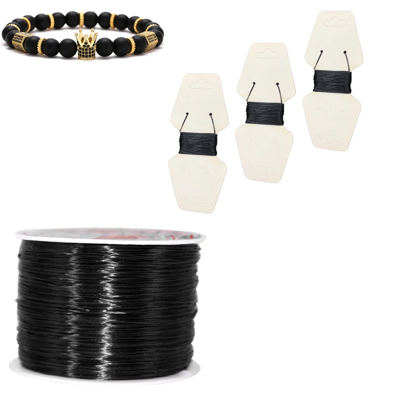 WIWI 10 м/рулон оптовая продажа черный плоский эластичный шнур 1 мм нить для бусин