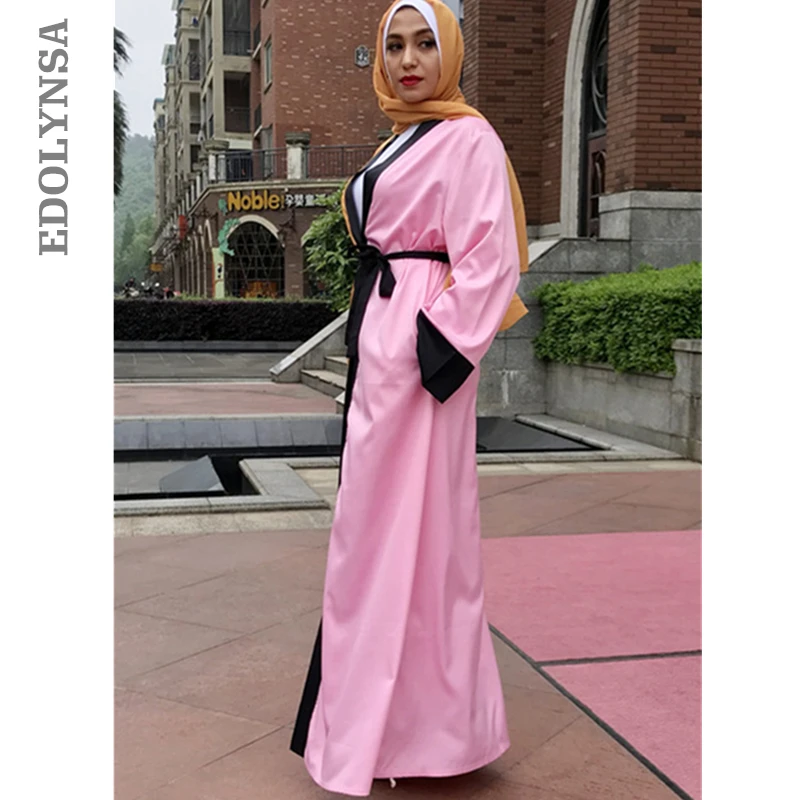 2020 мусульманское Макси платье открытое Абая Кружева Бисероплетение Jilbab ремень
