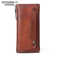 genuine leather men clutch handmade retro phone wallet multifunctional male purses 100cowhide vintage mens credit card wallets