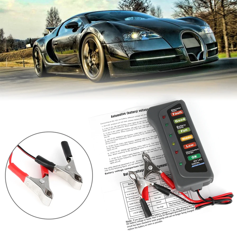 12V 15A 6 LED Автомобильный цифровой генератор батареи лампа тестера дисплей монитор