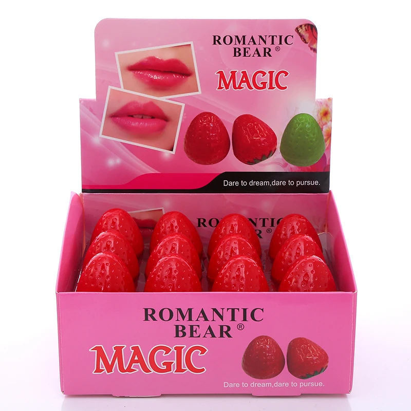 

24pcs/lot Brand Cute Makeup Moisturizer Nutritious Lip Balm Long Lasting Lips Care Sweet Strawberry Tast Organic Lipstick Balm