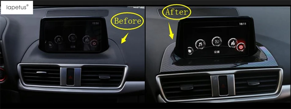 

Lapetus Accessories For Mazda 3 AXELA Sedan Hatchback 2017 2018 Dash Board Navigation GPS Display Screen Molding Cover Kit Trim
