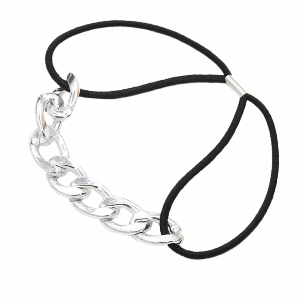 1 Piece Korean Fashion Head Chain Headband Silver Gold Color Elastic Hairband Knot Rope Women Girl Ponytail Holder Wholesale | Детская