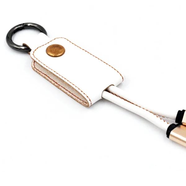 White Брелок для ключей из Aokin кожи, usb-кабель для iPhone, микро-usb type-C, брелок для ключей, кабели для samsung, для huawei, быстрая зарядка, линия передачи данных - Цвет: White