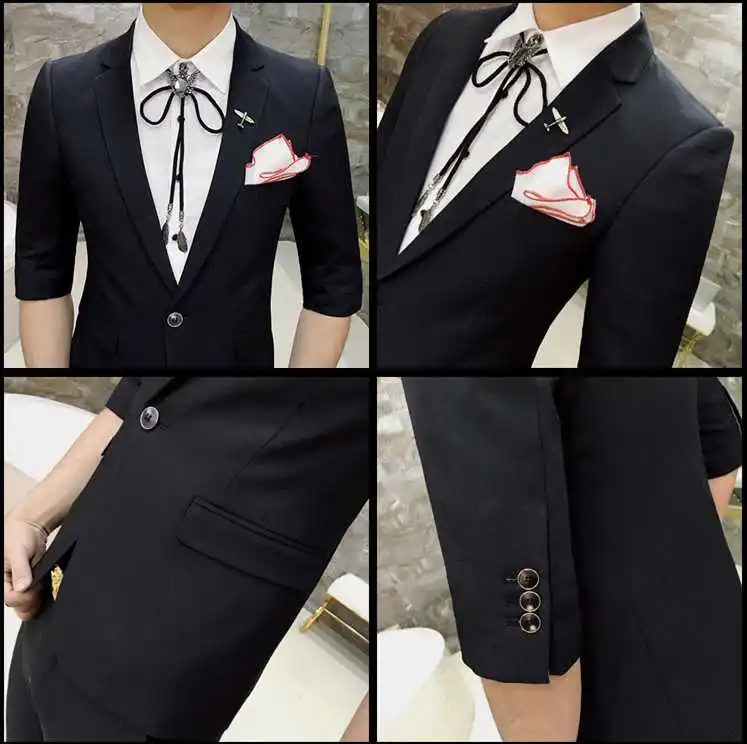 New Summer Hot Sale Brand 2017 men's fashion high quality solid suits male casual slim korea style easy care fit blazers &amp pants |