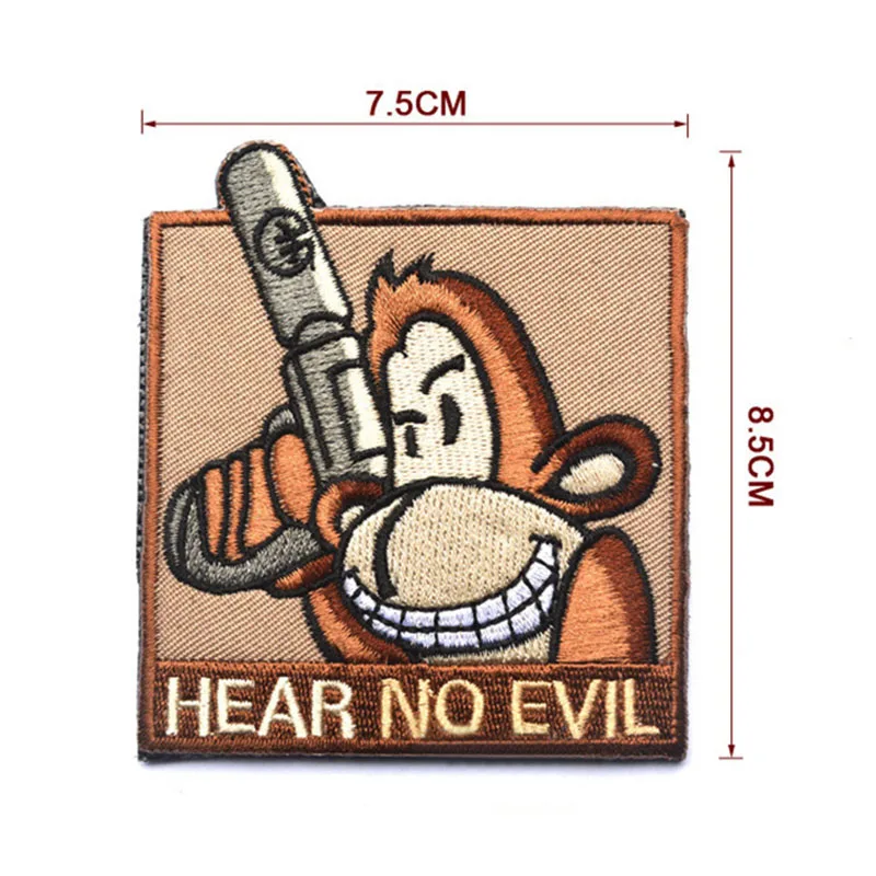 2017 тактическая нашивка HEAR NO EVIL 7 5*8 5 см Нагрудный значок с изображением обезьяны