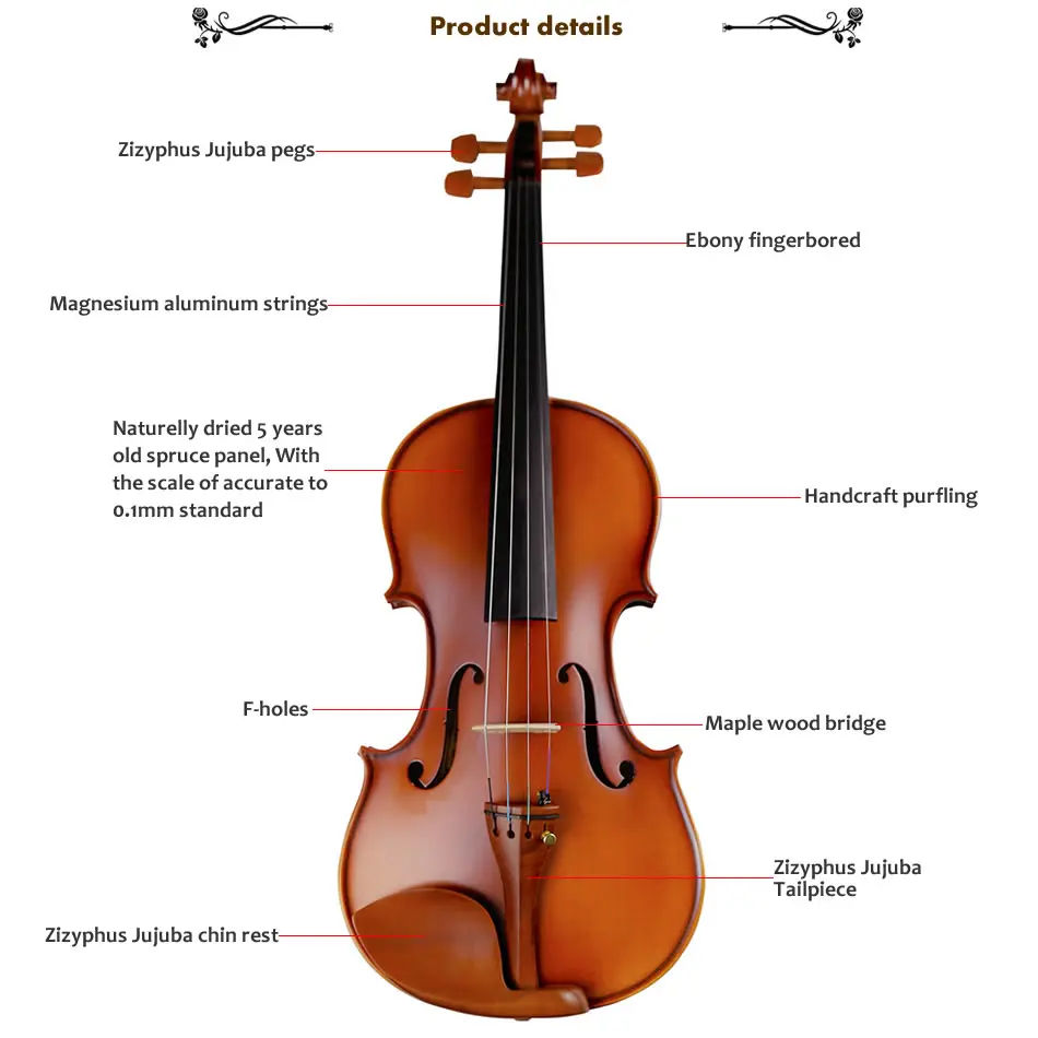 Античная скрипка 4/4 Высококачественная ручная работа матовый лак Скрипка