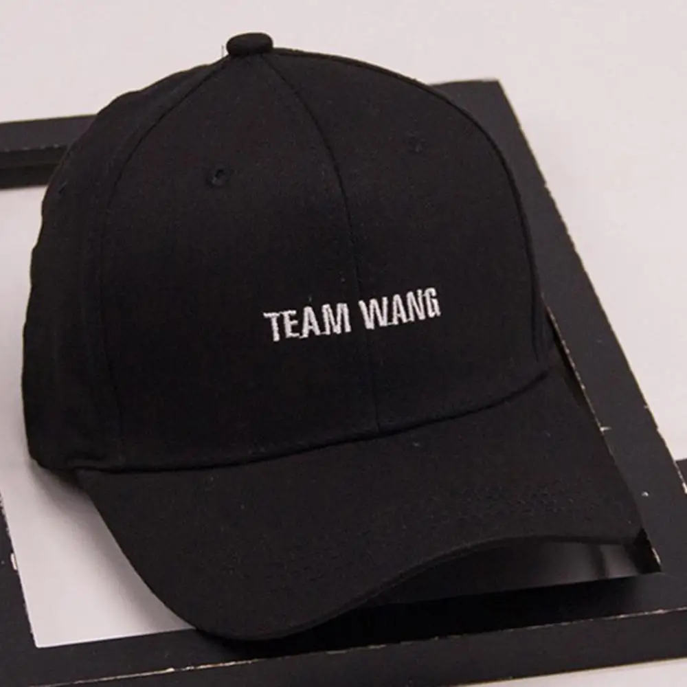 KPOP GOT" TEAM WANG" мужская и женская простая изогнутая бейсболка с солнцезащитным козырьком, бейсболка белого и черного цвета, одноцветная модная Регулируемая Кепка s