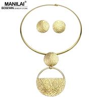 manilai punk gold color geometric metal fashion jewelry sets for women choker necklaces earrings set statement collier bijoux