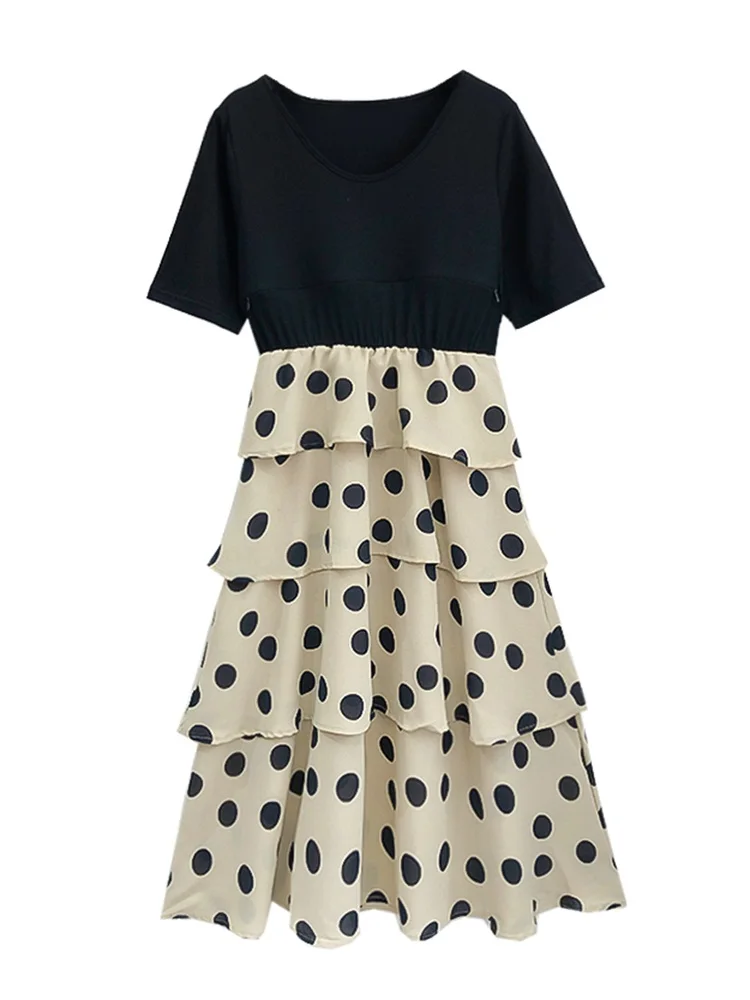 Модное платье для кормящих мам Одежда беременных в черный горошек грудного