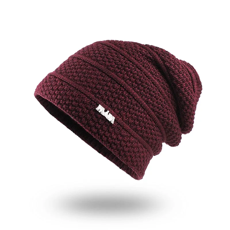 [FLB] зимняя шапка Skullies Beanies, зимние шапки бини для мужчин и женщин, шерстяные шапки, Балаклава, маска, шапка, вязаная шапка F18040 - Цвет: Red