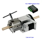 4 нижними зажимами 3 челюсти 100 мм патрон полый вал с ЧПУ 4th оси Центр высота 65 мм для фрезерный станок с ЧПУ гравировальный станок