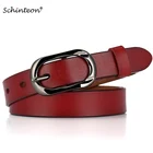 Женский джинсовый ремень Schinteon из натуральной кожи с пряжкой Повседневный модный винтажный ремень