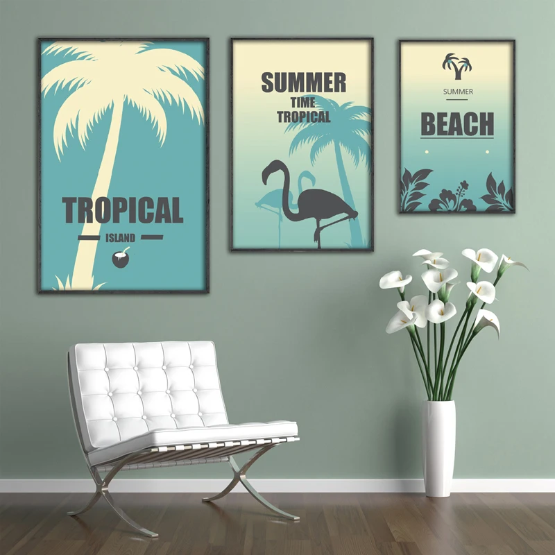 IOIOI Beach Flamingo настенный художественный постер настенные фотографии простые