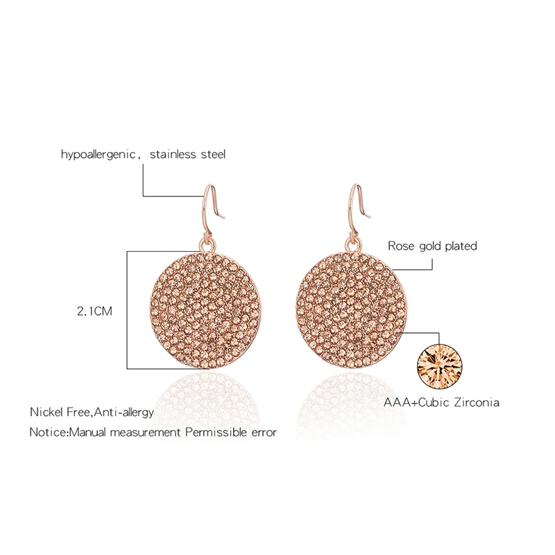 Full Clear CZ Crystal Drop Earrings Classic Rose Gold Personality Fashion Shining Jewelry Gifts Aretes De Mujer 2019 | Украшения и