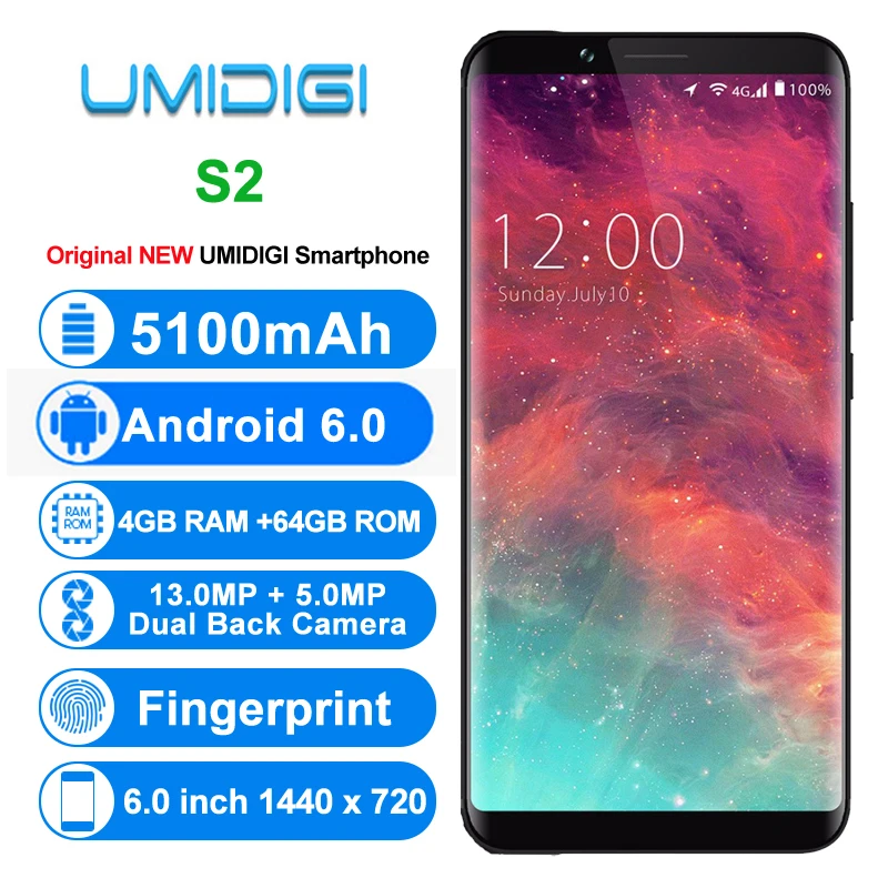 Оригинальный UMIDIGI S2 4 г мобильные телефоны Android 6 0 ГБ + 64 восьмиядерный смартфон