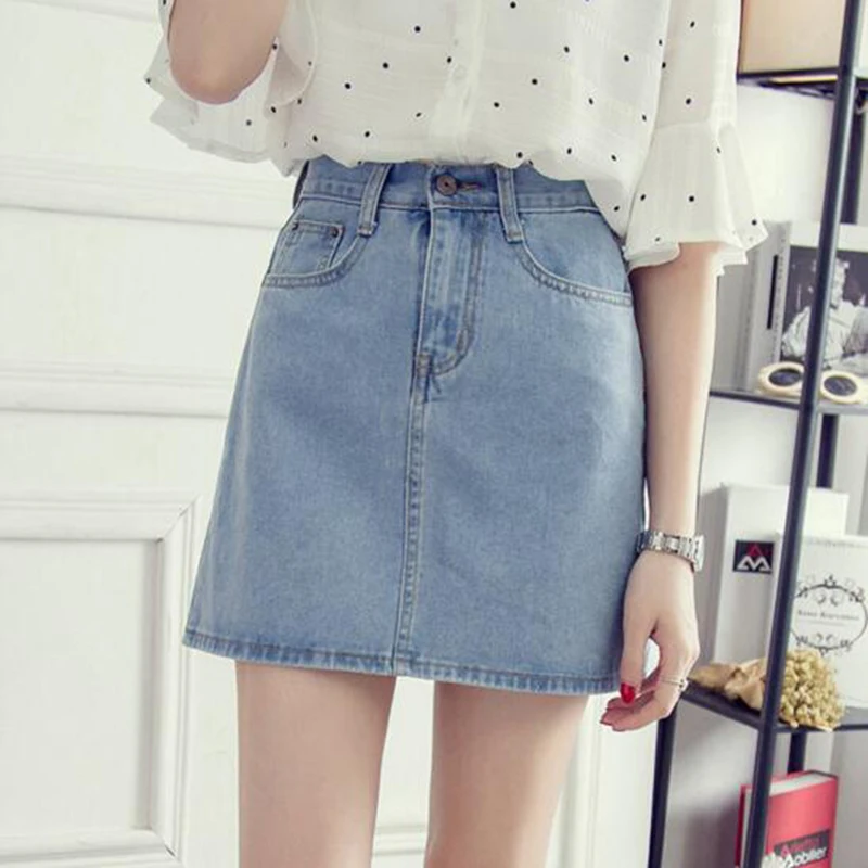 Новые стильные летние повседневные трапециевидные джинсовые юбки для женщин с
