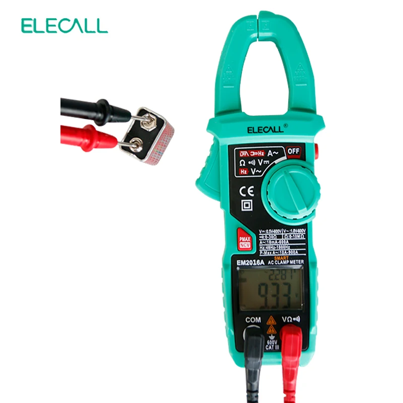 ELECALL EM2016A смарт измерения цифровой клещи с 900A пиковый ток Авто Диапазон зажим