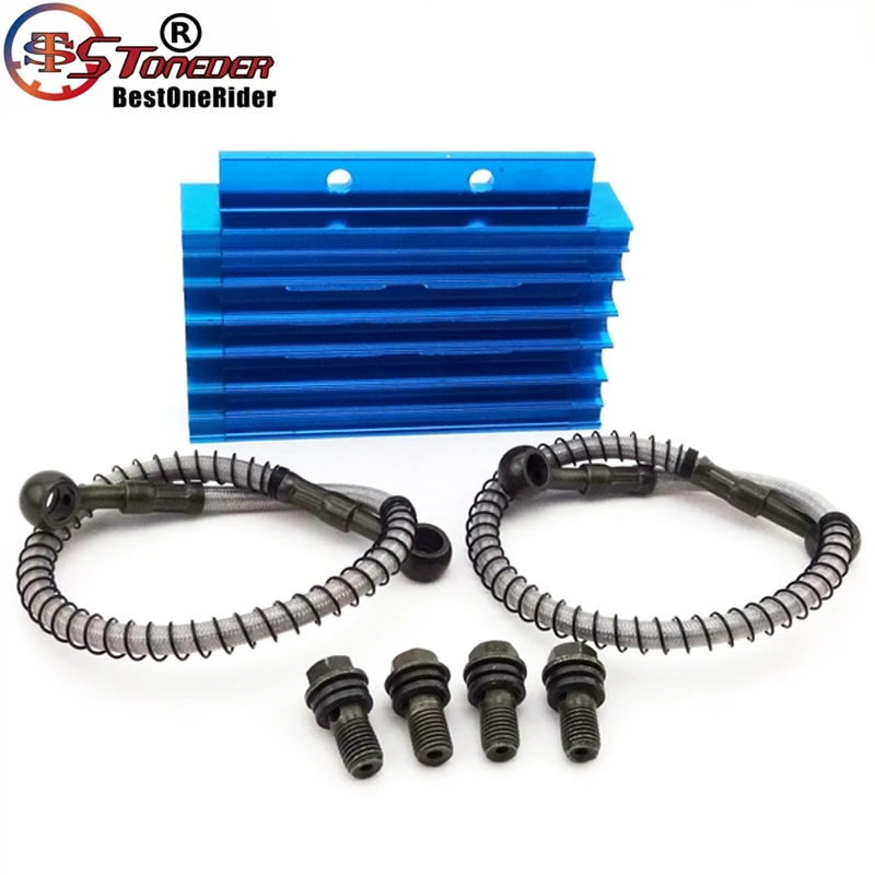 Синий токарный Алюминиевый масляный радиатор с ЧПУ для Pit Dirt Motor Bike Motorcycle 125cc 140cc