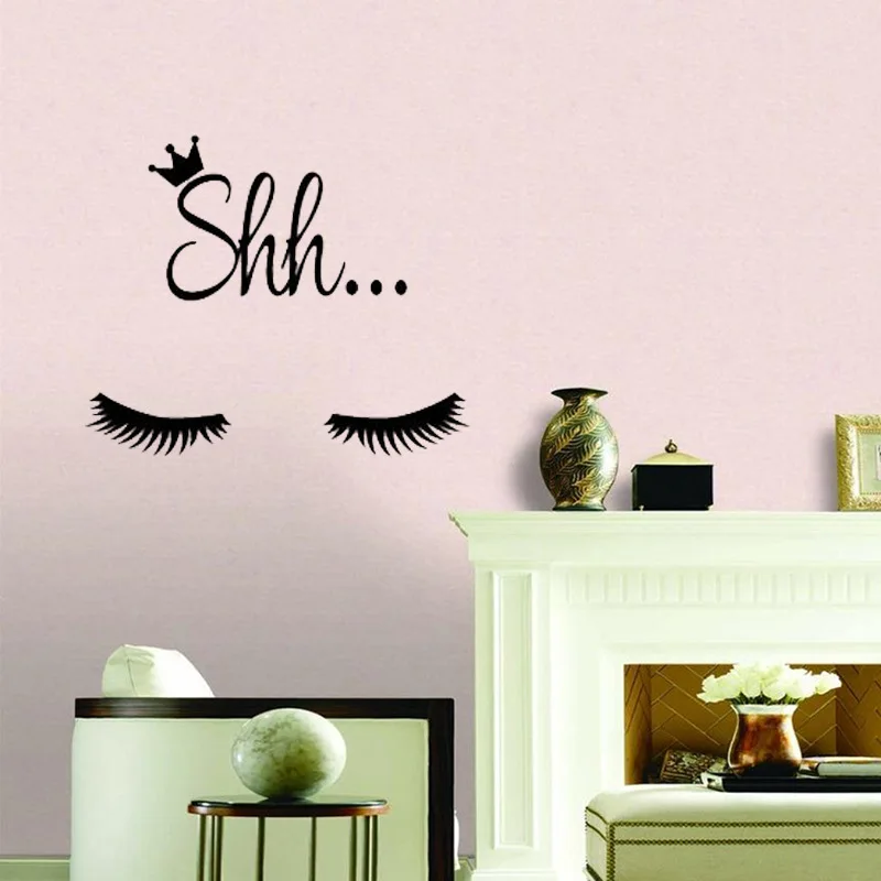 

Cute Shh Eyelash Wall Sticker For Living Room Home Decorative Wall Decal For Kids Children Room Wallpaper