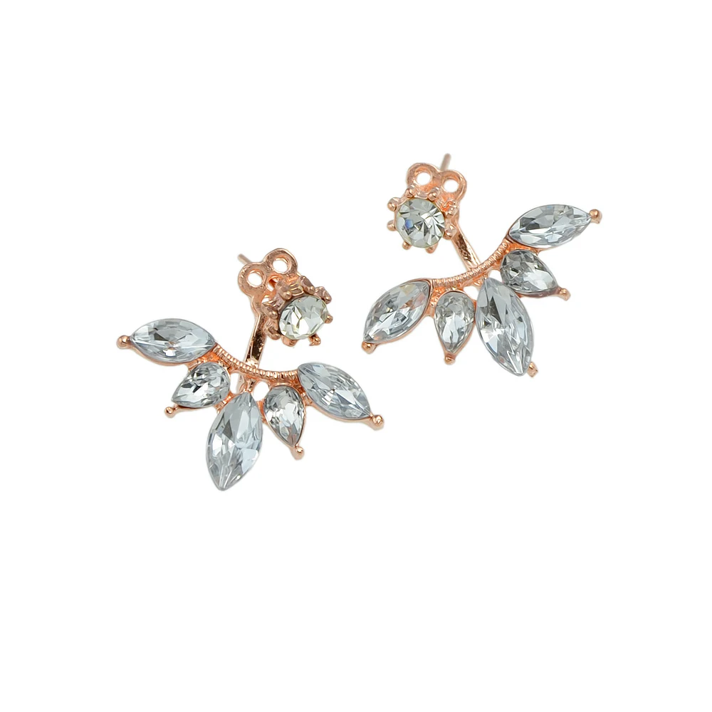 Luxury Wedding Party Earrings Gold-Color Silver Rosegold Color with Rhinestone Water Drop Shape Stud Ear Jacket | Украшения и