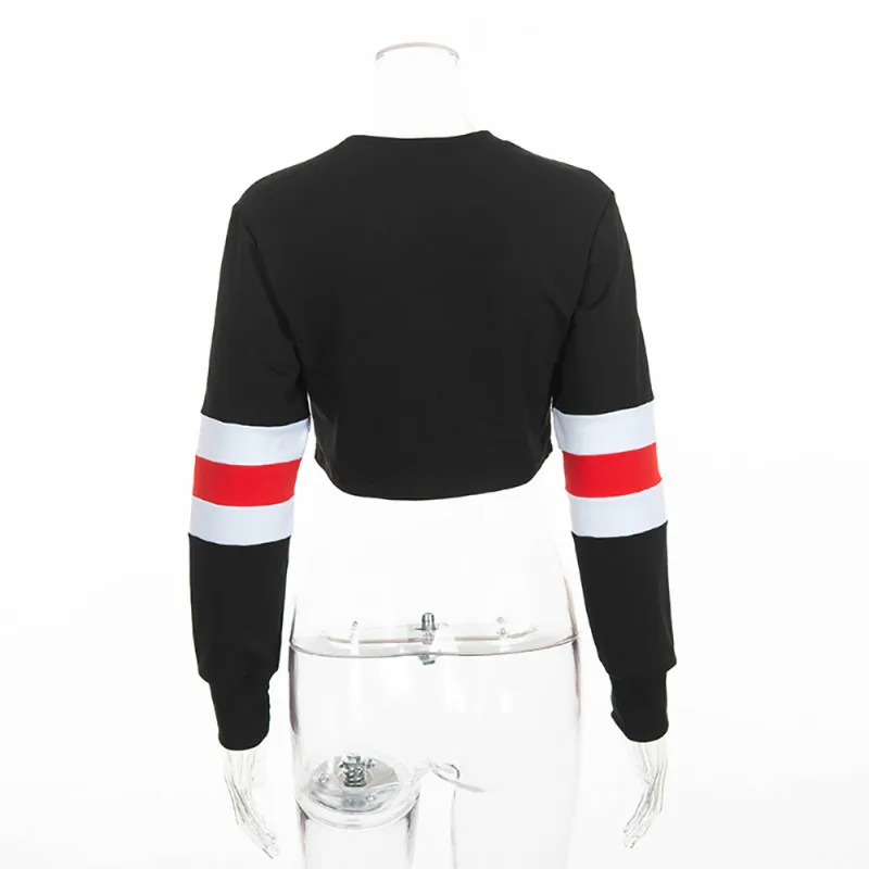 2018 черные пуловеры для девочек свободные женские толстовки короткий топ с