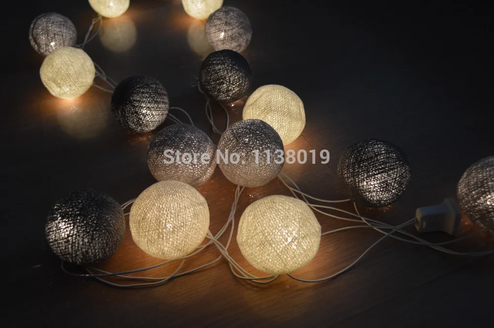20 шариков/шт. Кремово белый дым серый хлопковый шар гирлянды сказочные огни