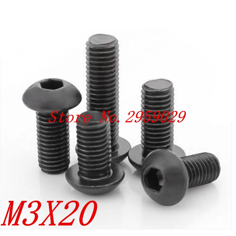 

1000PCS ISO7380 m3*20 M3 x 20mm Steel with black hex hexagon socket button head screw
