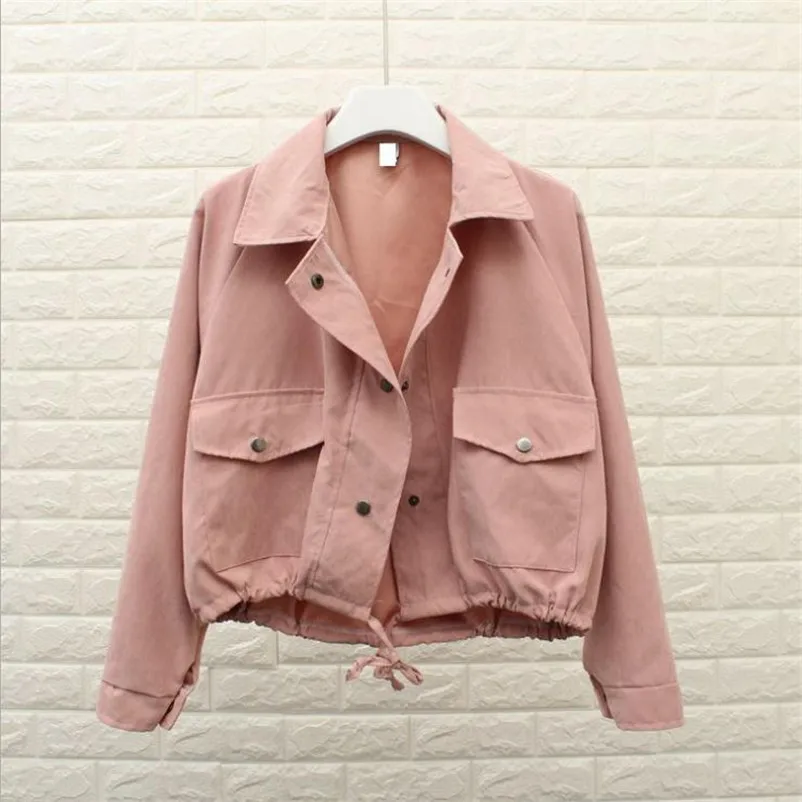 Женские свободные укороченные топы с карманами повседневная куртка однотонное