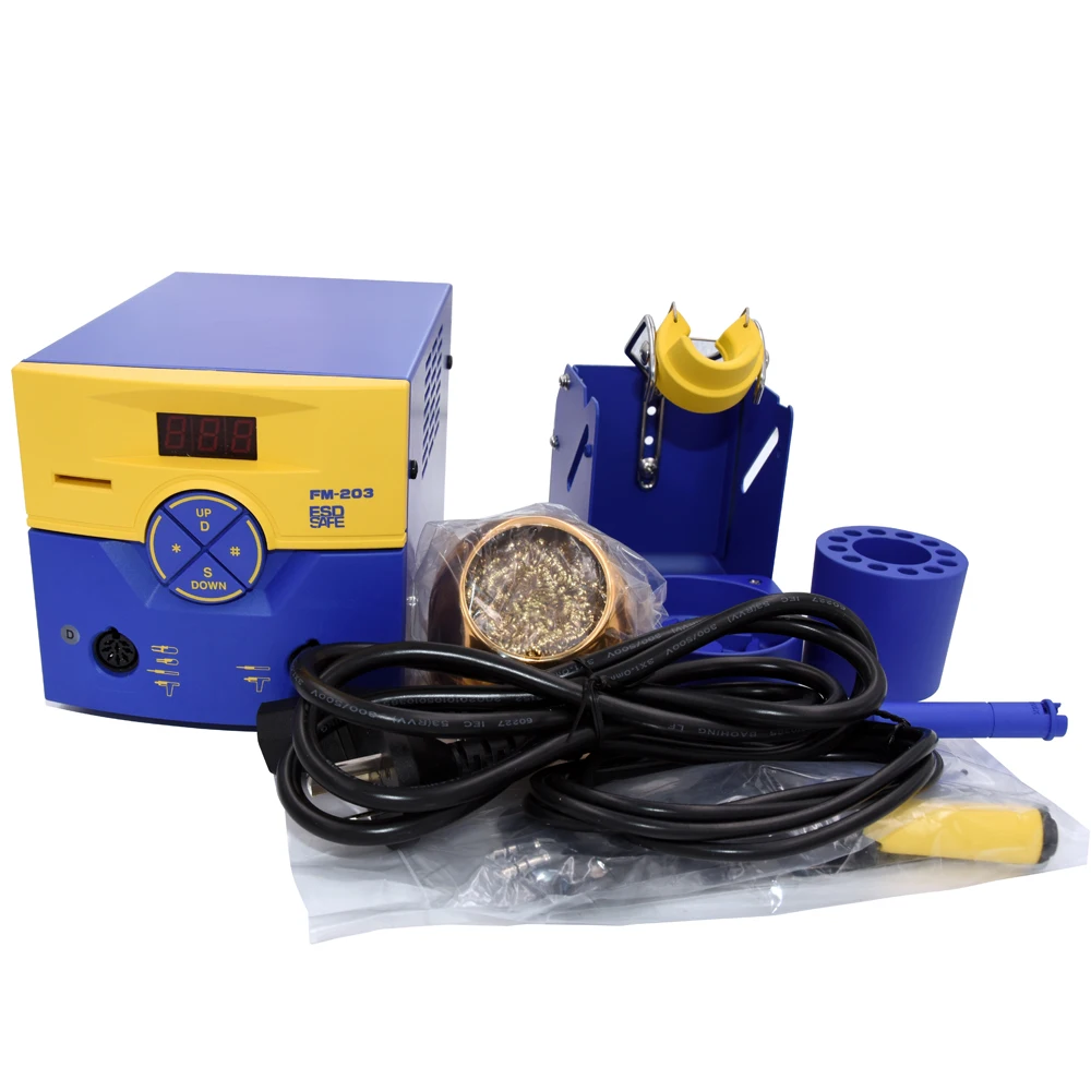Паяльная станция 110/220V FM203 ESD-Safe Двухпортовая паяльная машина с ручкой паяльника FM2027