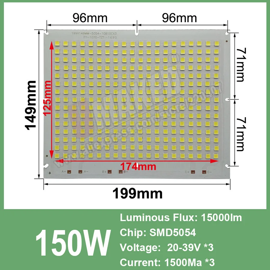150W Полностью мощный светодиодный прожектор PCB 50 Вт 100 Вт 150 Вт 200 Вт SMD5054 светодиодный щит, алюминиевая пластина для Светодиодный прожектор - Испускаемый цвет: 150W