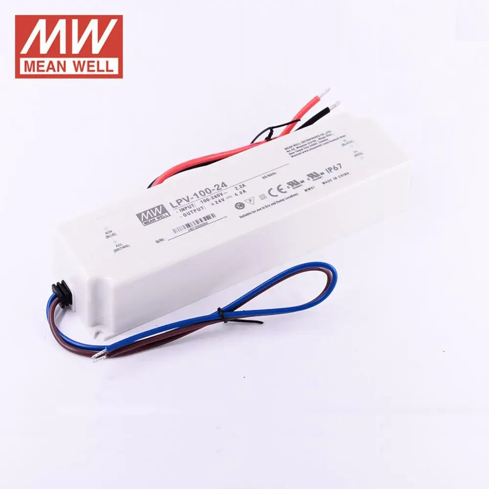 MEANWELL LPV 100W DC 12 В 24 Светодиодный источник питания водонепроницаемый 5 15 в 36