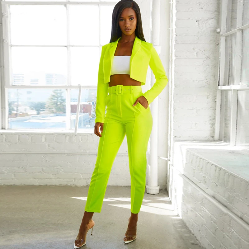 Fuedage/Летний Повседневный зеленый комплект из двух предметов пальто с дырочками и