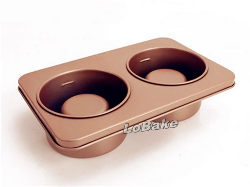 Brand new 2-well hard nonstick carbon steel champagne color convex shape cupcake molds candy dessert molding DIY bakeware tools | Дом и сад