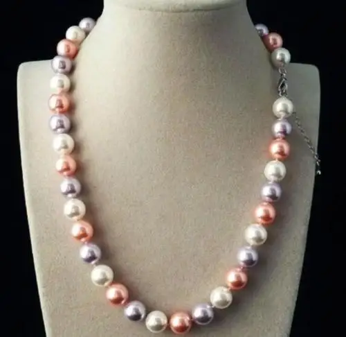 

10mm AAA Multicolor South Sea pearl shells necklace 46cm
