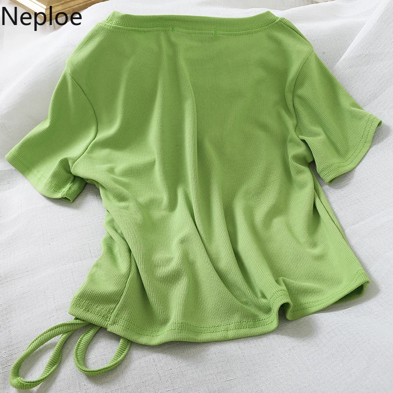 Neploe с буквенным принтом женские футболки лето 2019 новые круглым вырезом и
