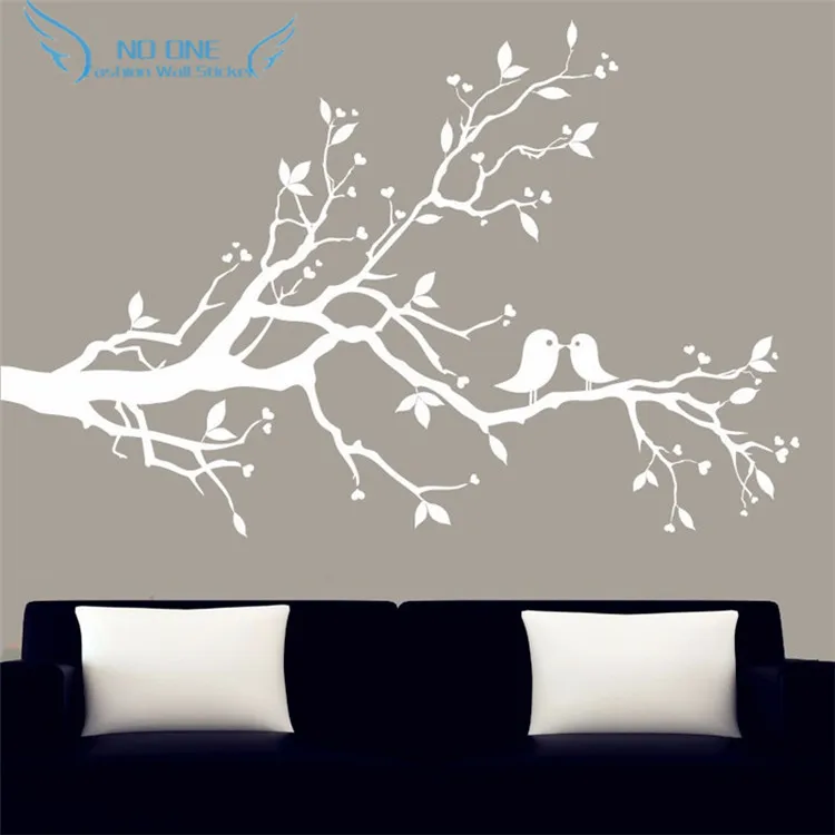 Виниловая настенная наклейка с птицами на ветке дерева декоративная стеклянная