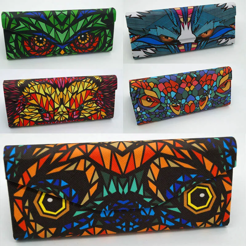 

Q Eyeglasses Box Cartoon Animal Glasses Case Glasses Protective PU Leather Triangles Foldable Sunglasses Accessories Portable