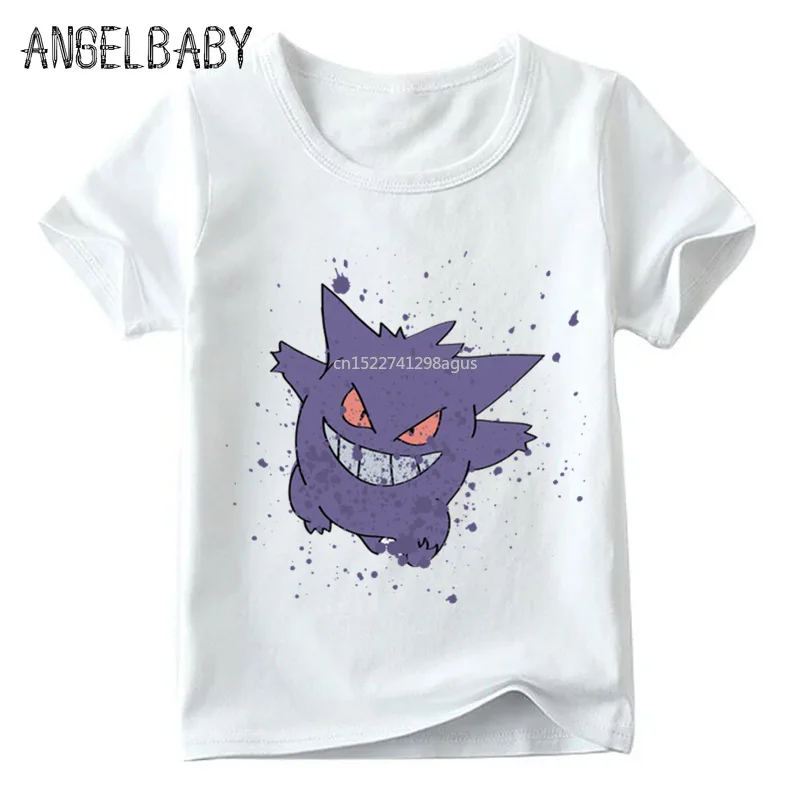 Детская забавная футболка с рисунком Покемон го генгар детские летние белые топы