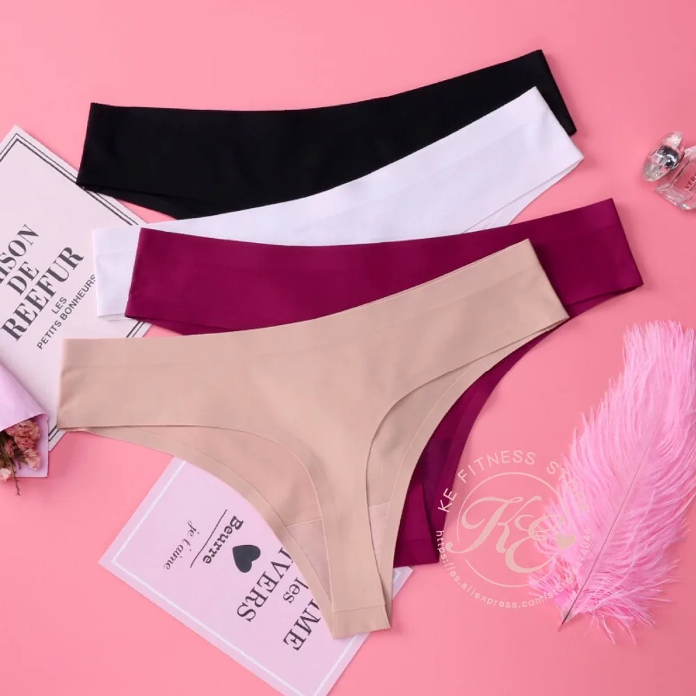 KE pack 3 unidades rojo piel blanca фитнес tanga mujer seda de hielo sin costuras braguitas ropa interior deportiva tanga suave