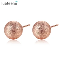 luoteemi brand new spherical stud earrings for women party rose gold color luxury cz stone fashion jewelry brinco christmas gift