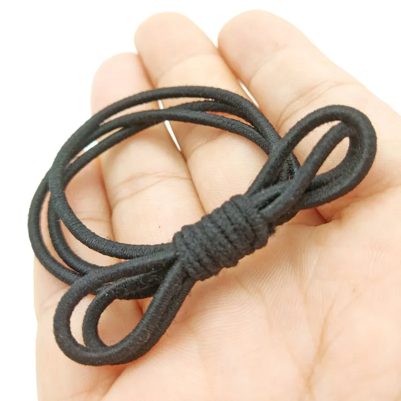 

100Pcs/Lot Black Bowknot Three Layers Ropes Rubber Cute Ties Bow Elastic Hair Band Women Girls Accessories
