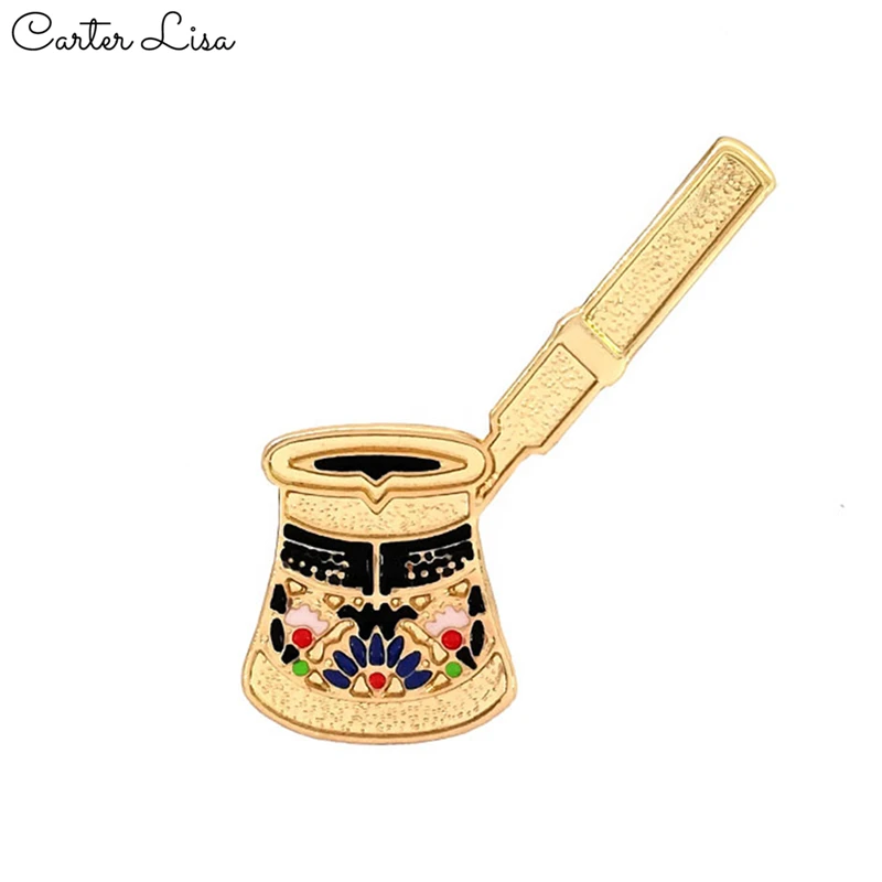CARTER LISA винтажные броши в виде кофейной чашки эмаль золотой цвет брошь на булавке